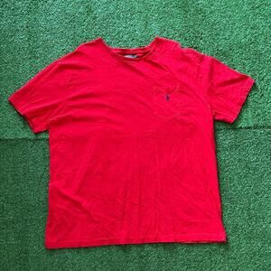 Vintage 90s Single Stitch Polo Ralph Lauren Red Pocket T-Shirt Size XL